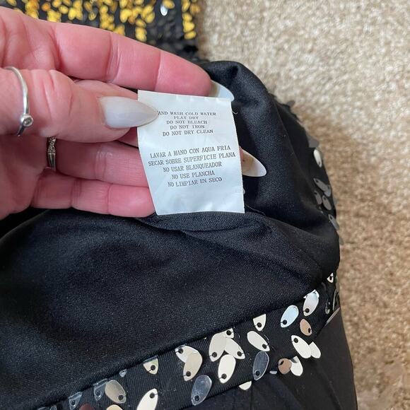 As U Wish women sequin mini dress bodycon black/gold/silver stretch SZ SM Sexy - Picture 8 of 10